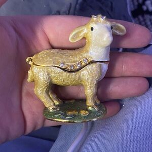 Gold and White Sheep Trinket Box